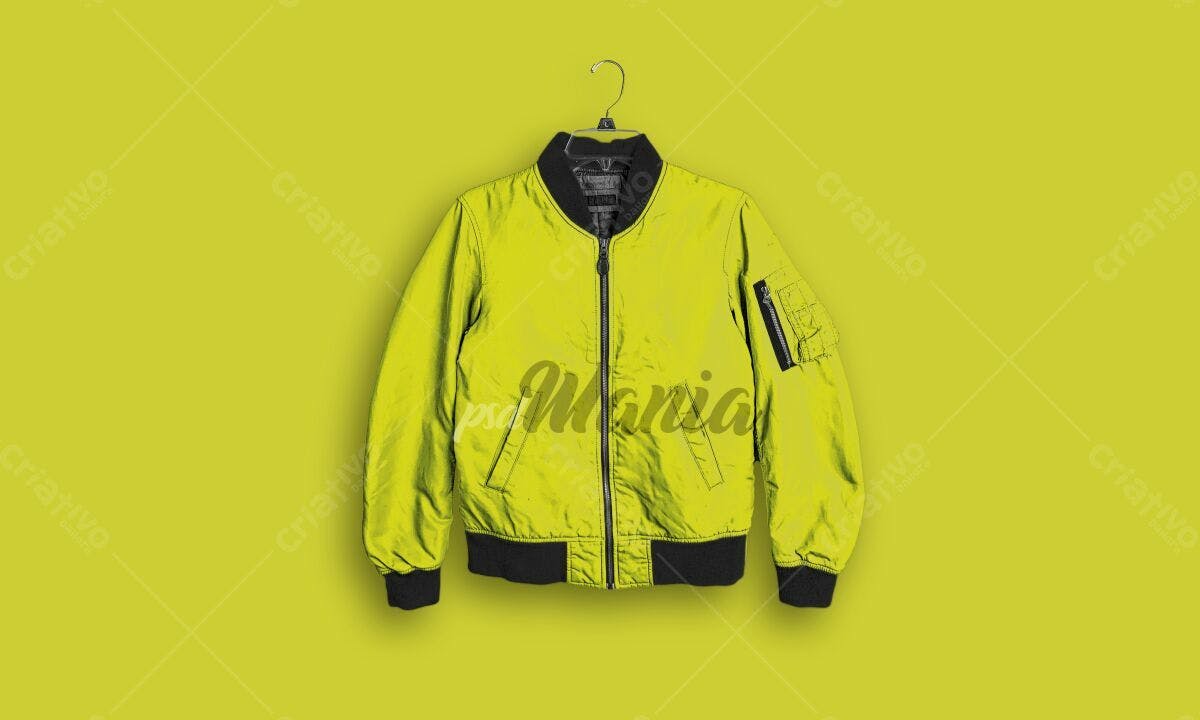 Jaqueta Bomber Amarela PSD Editável