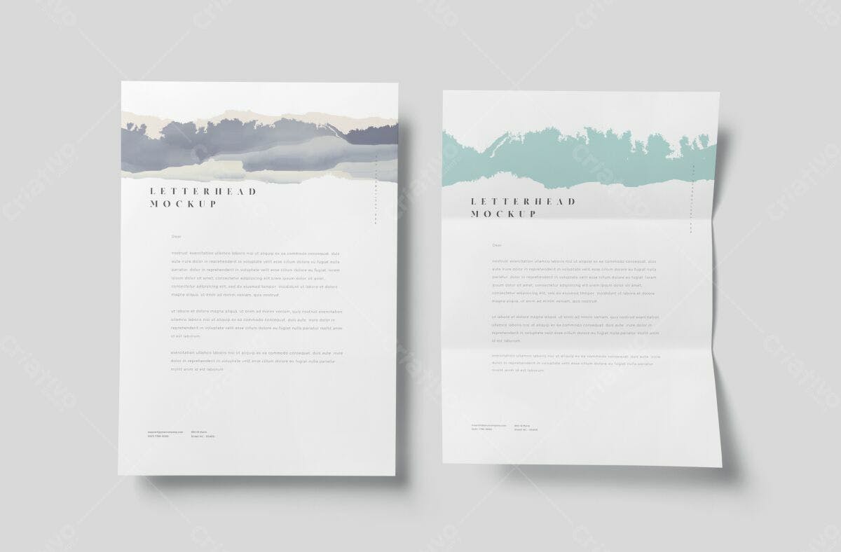 Papel Timbrado Minimalista Azul e Verde PSD Editável