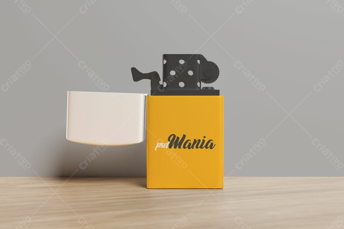Modelo de Isqueiro Amarelo PSD Editável