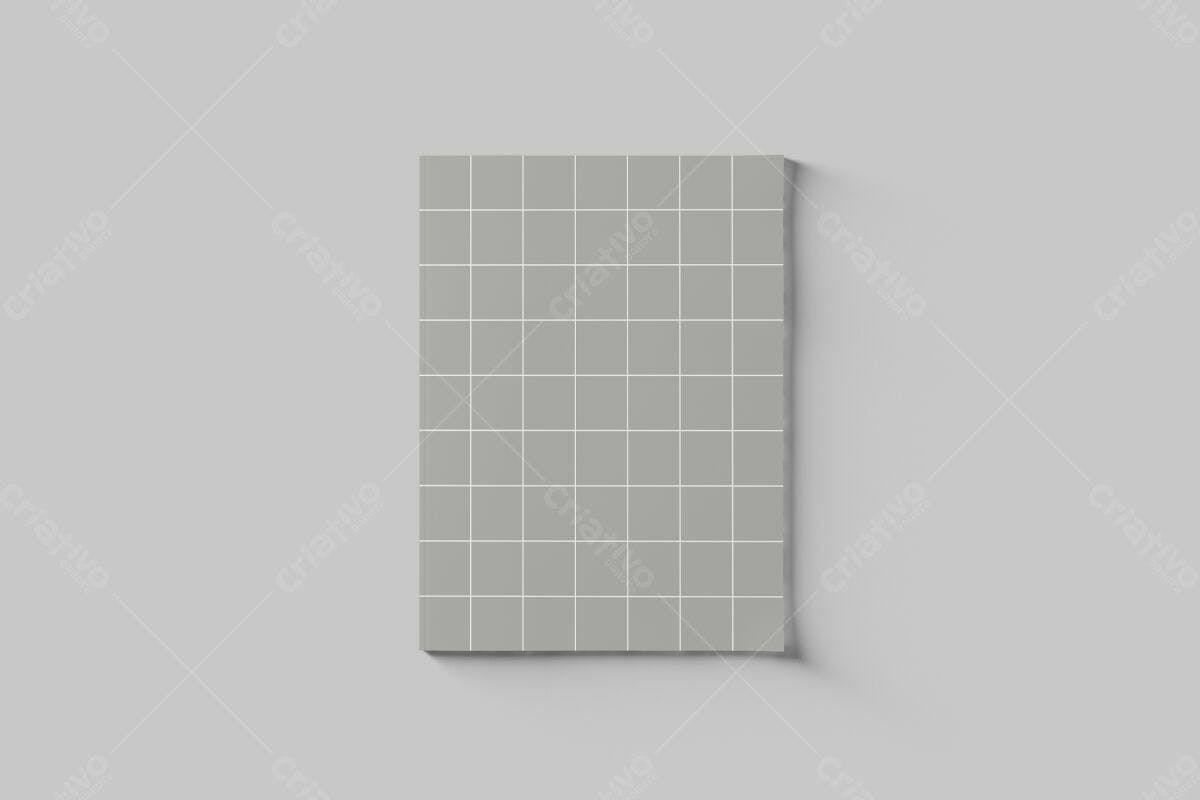 Capa de Livro com Grade Cinza PSD Editável