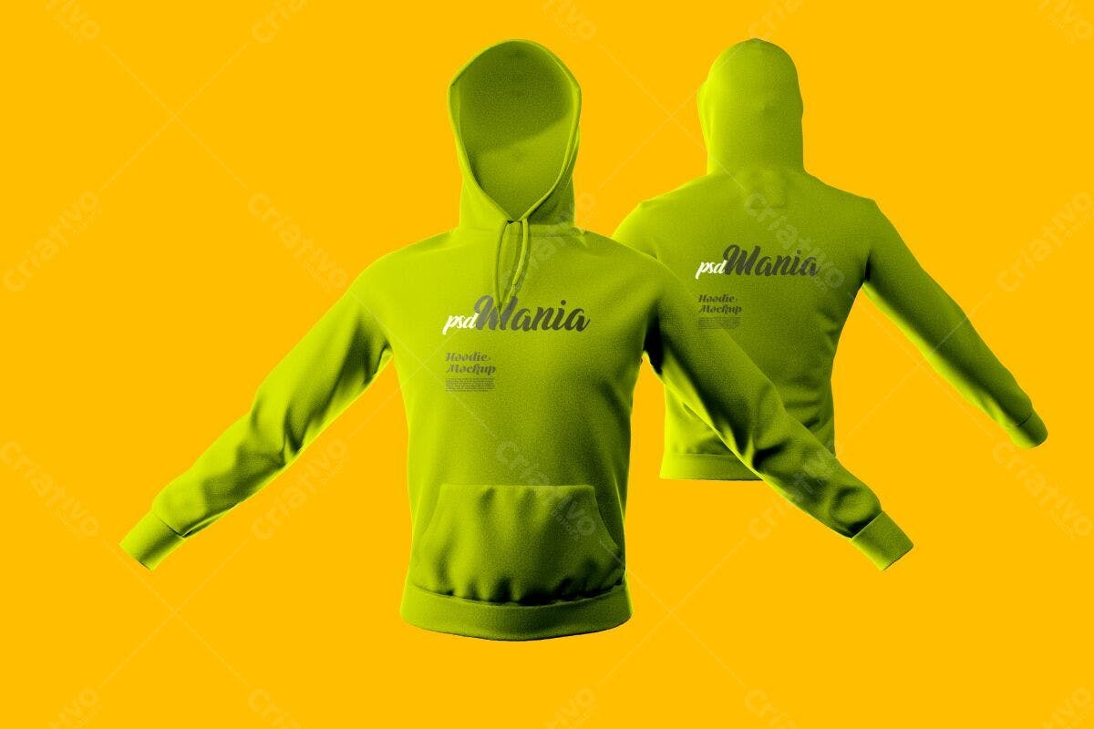 Mockup de Moletom Verde Limão PSD Editável