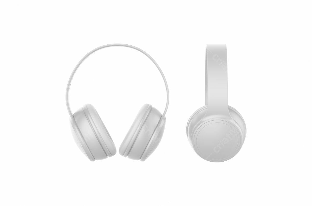 Mockup de Fones de Ouvido Brancos PSD Editável