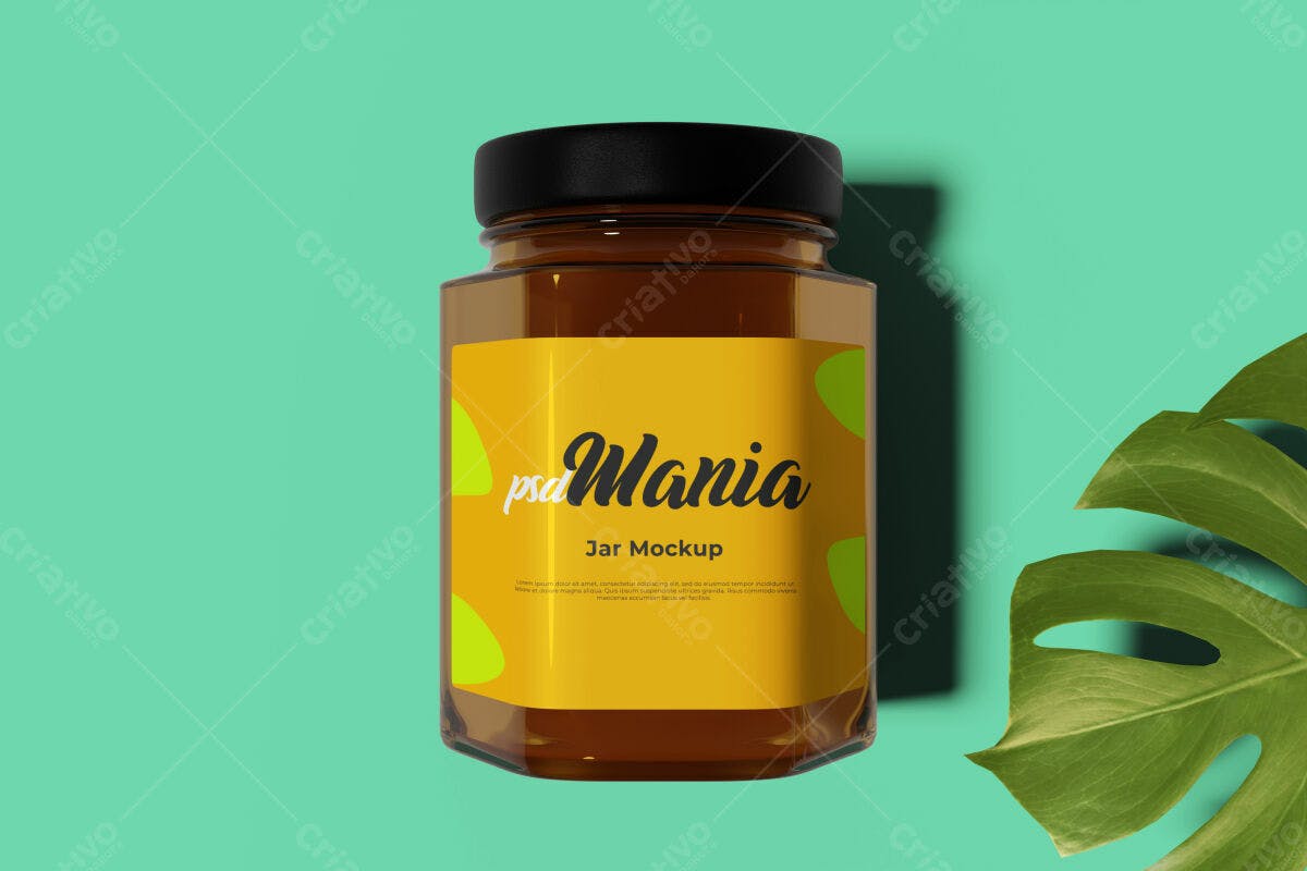 Mockup de Pote de Vidro para Mel PSD Editável