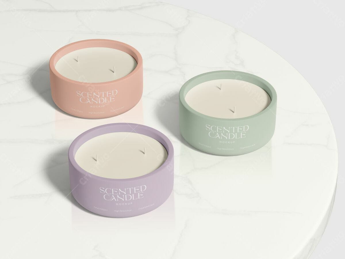 Mockup Embalagem Vela Aromática PSD Editável