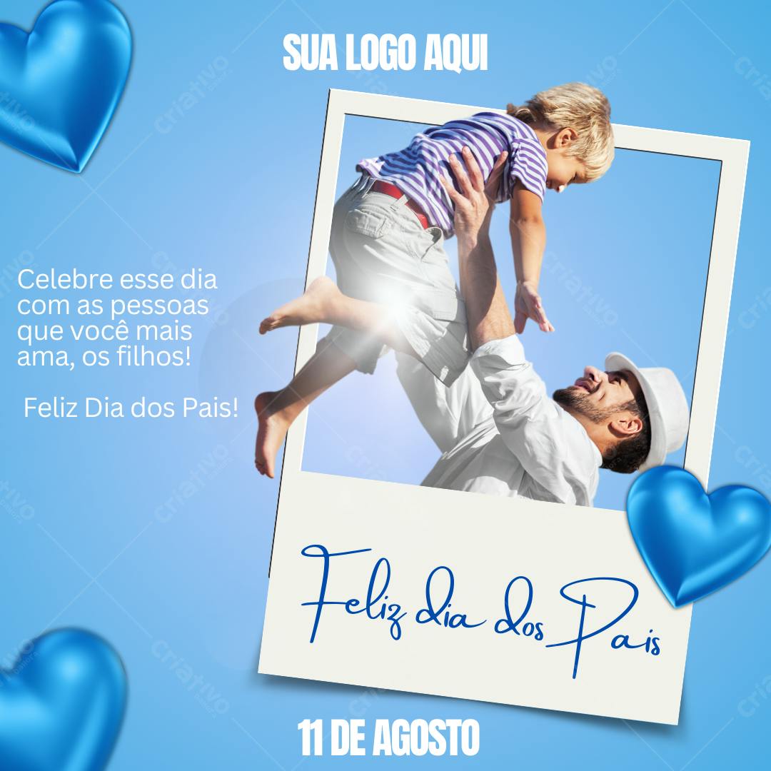 Post Instagram Dia dos Pais com foto pai e filho Editável no Canva