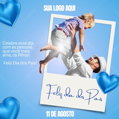 Post Instagram Dia dos Pais com foto pai e filho Editável no Canva
