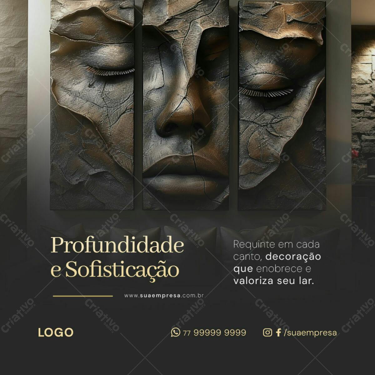 Arte Abstrata em Tons Escuros PSD Editável