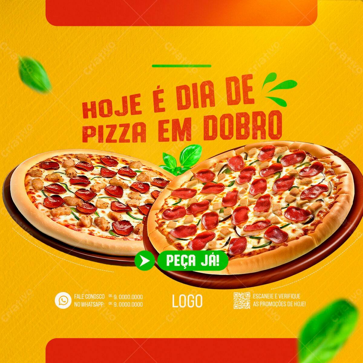 Flyer Pizza em Dobro PSD Editável