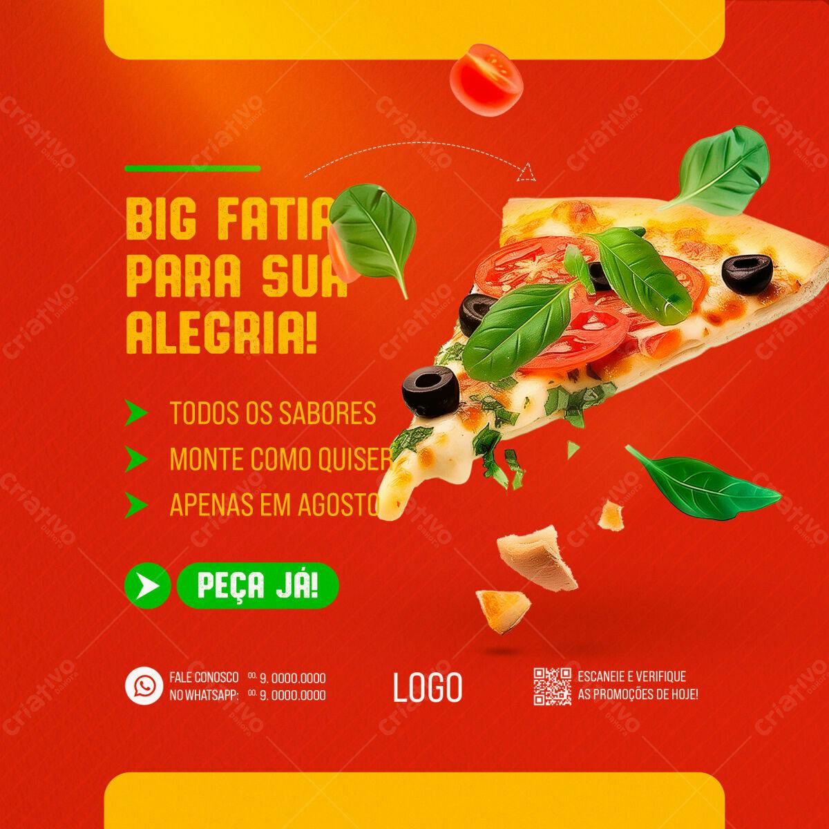 Flyer para Promoção de Pizza em Agosto PSD Editável