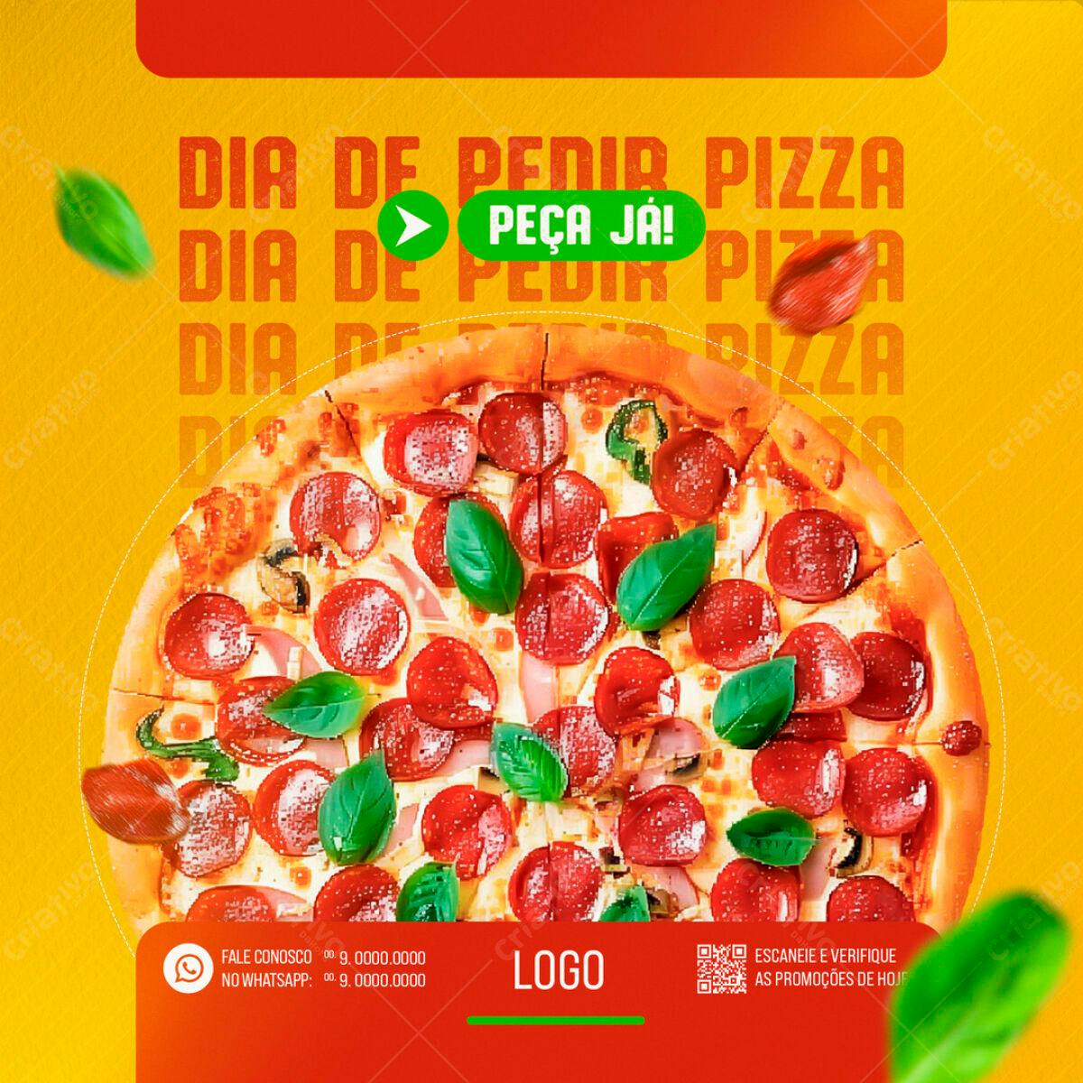 Flyer Dia de Pedir Pizza PSD Editável