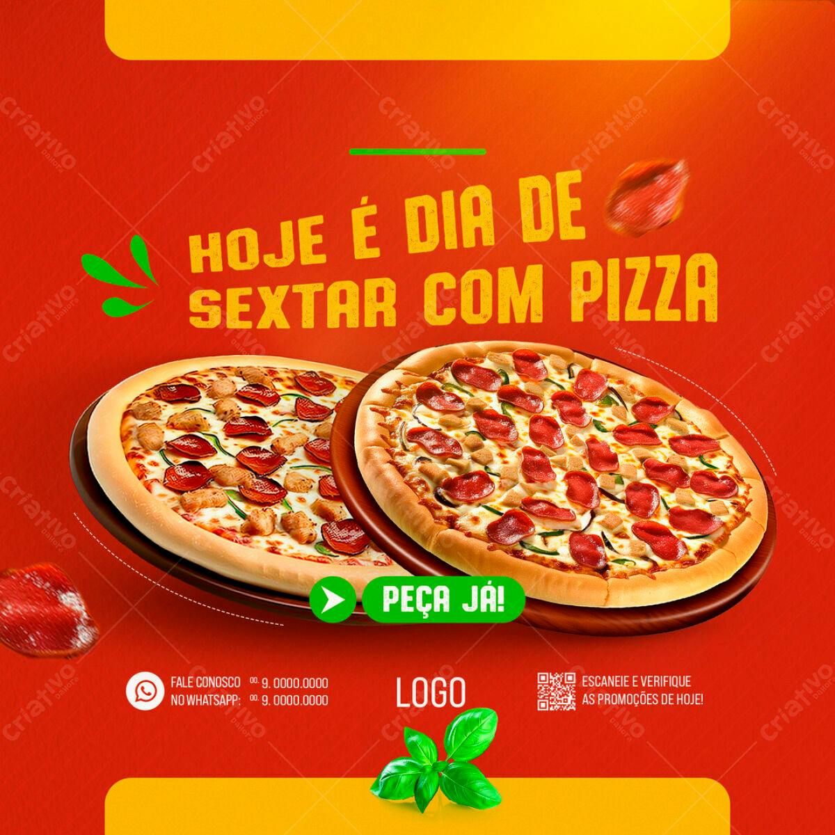 Flyer para Sexta com Pizza PSD Editável