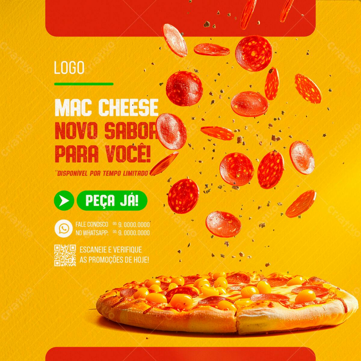 Flyer Mac Cheese Novo Sabor PSD Editável
