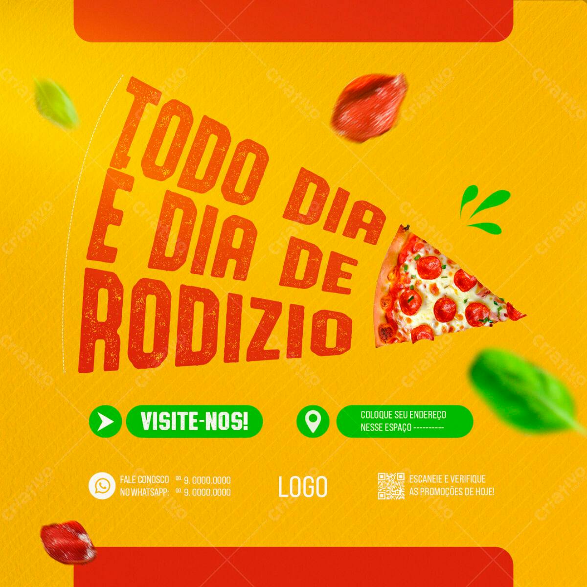 Flyer para Rodízio de Pizza PSD Editável