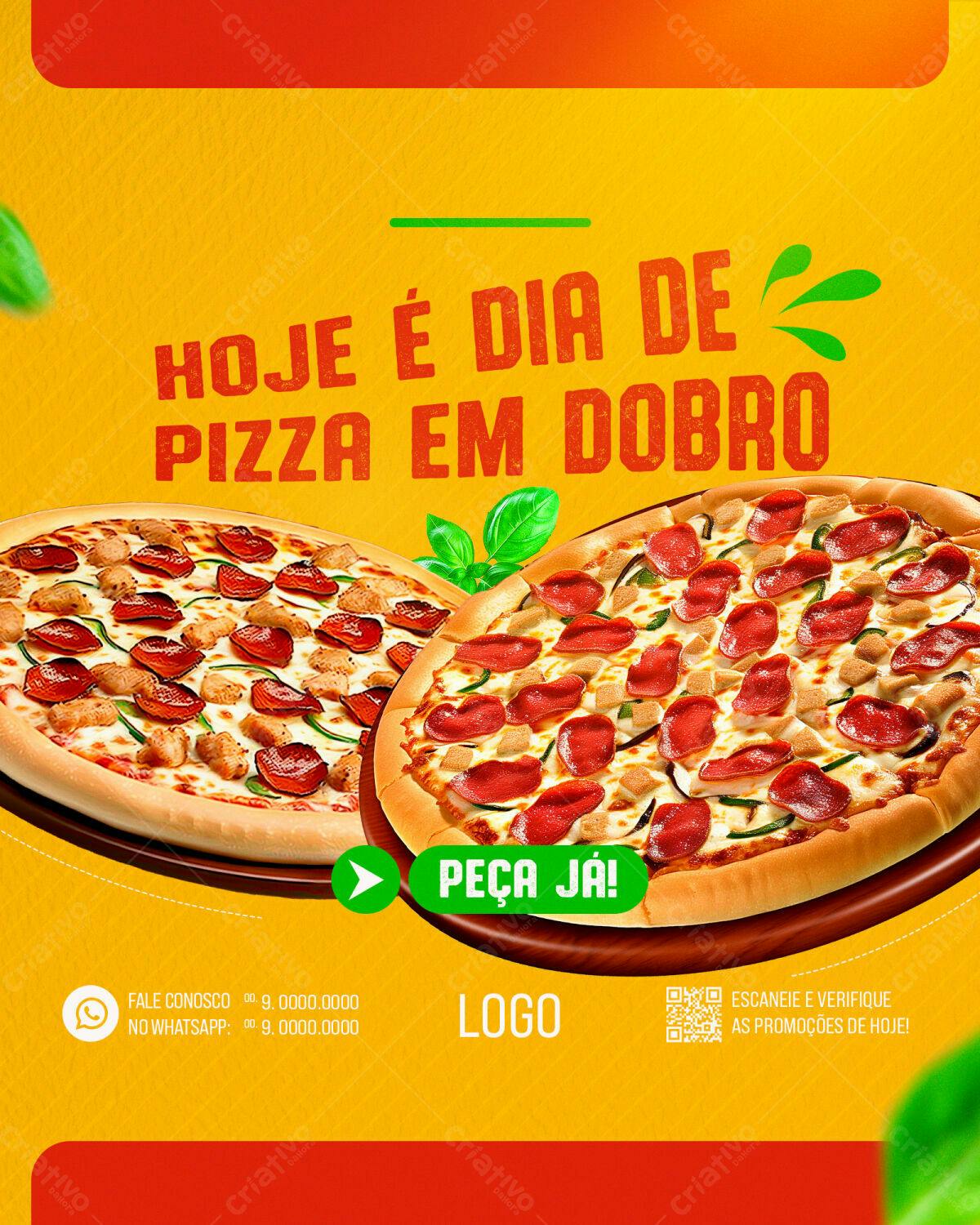Flyer Pizza em Dobro PSD Editável