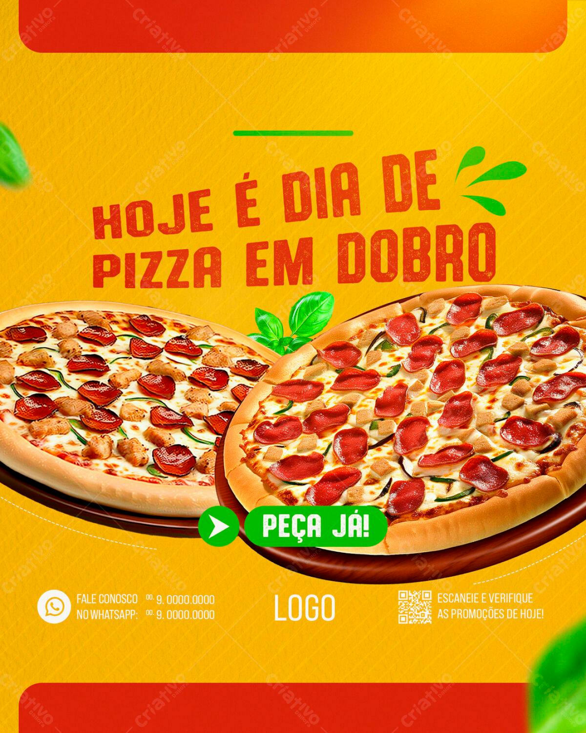 Flyer Pizza em Dobro PSD Editável