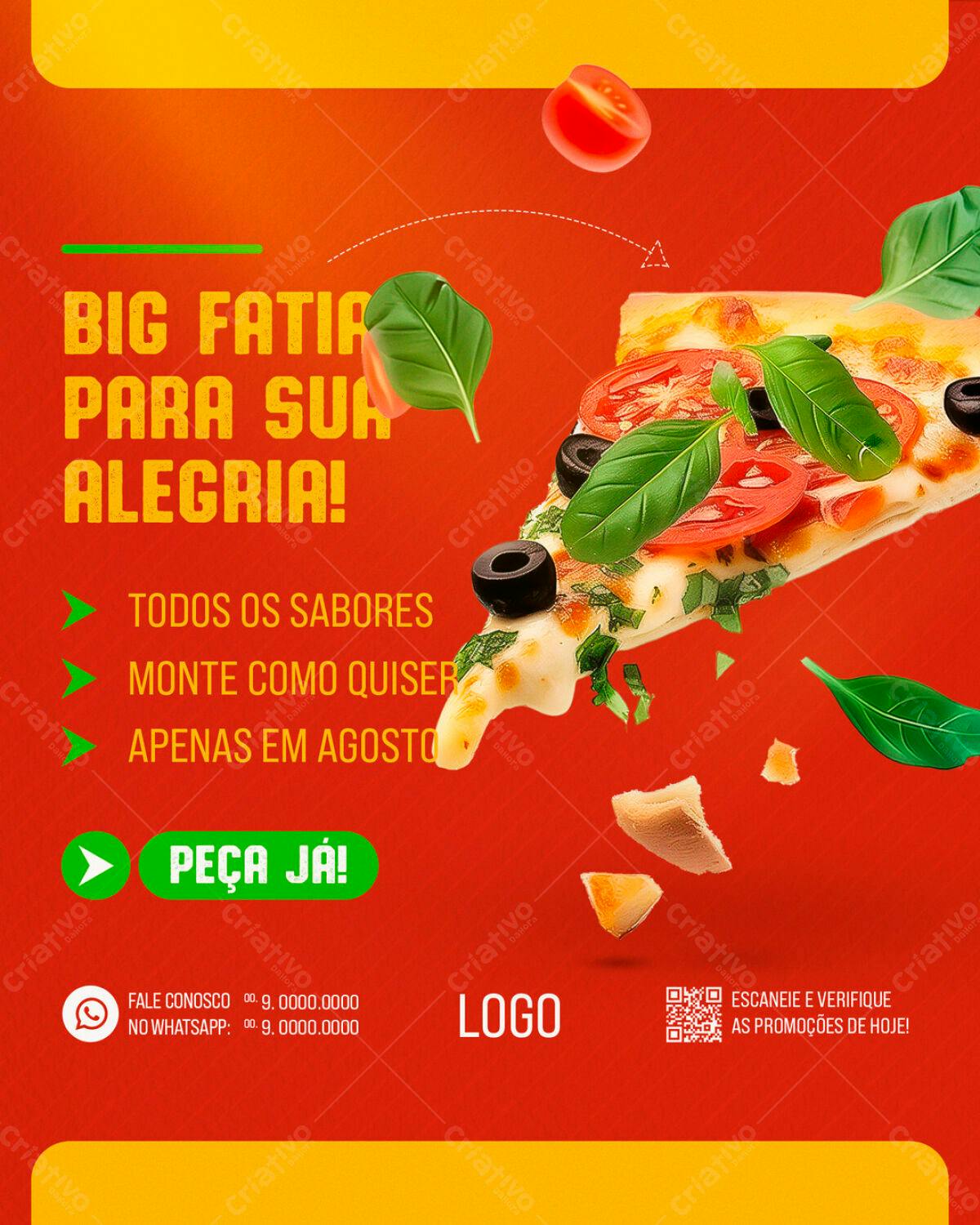 Flyer de Pizza Agosto PSD Editável