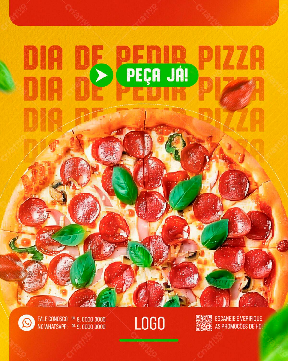 Flyer Dia de Pedir Pizza PSD Editável