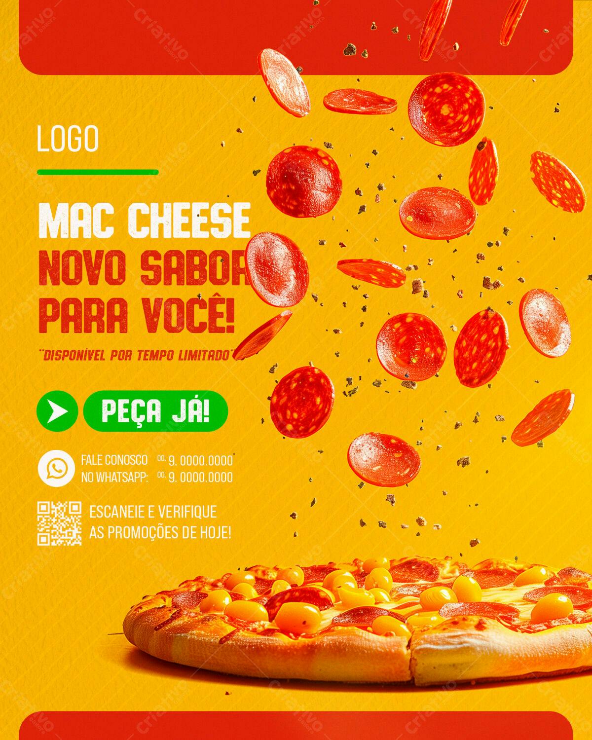 Flyer Mac Cheese Novo Sabor PSD Editável