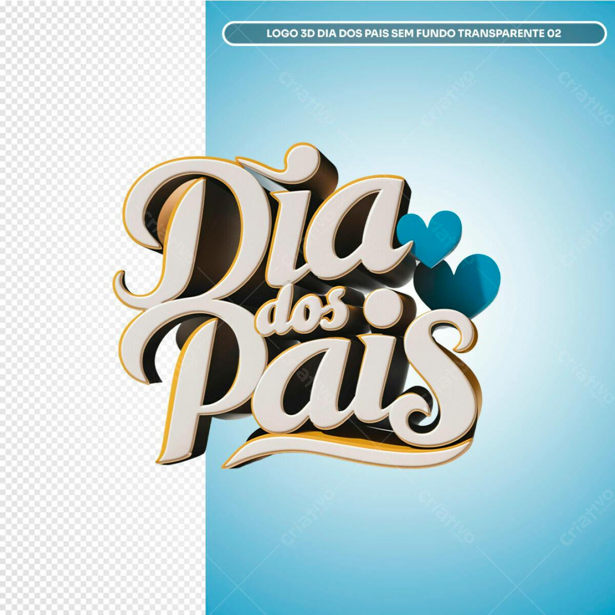 Logo 3D Dia dos Pais PSD Editável