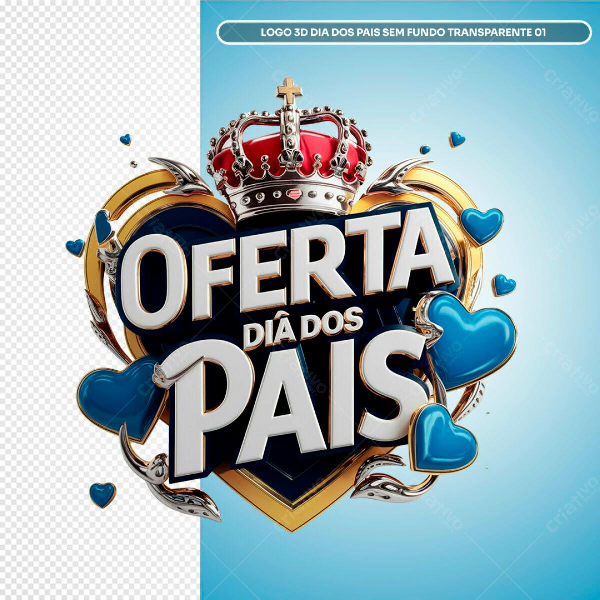 Logo 3D Dia dos Pais PSD Editável