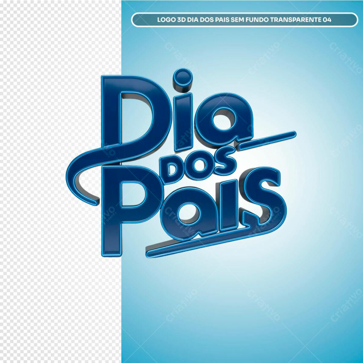 Logo 3D Dia dos Pais PSD Editável