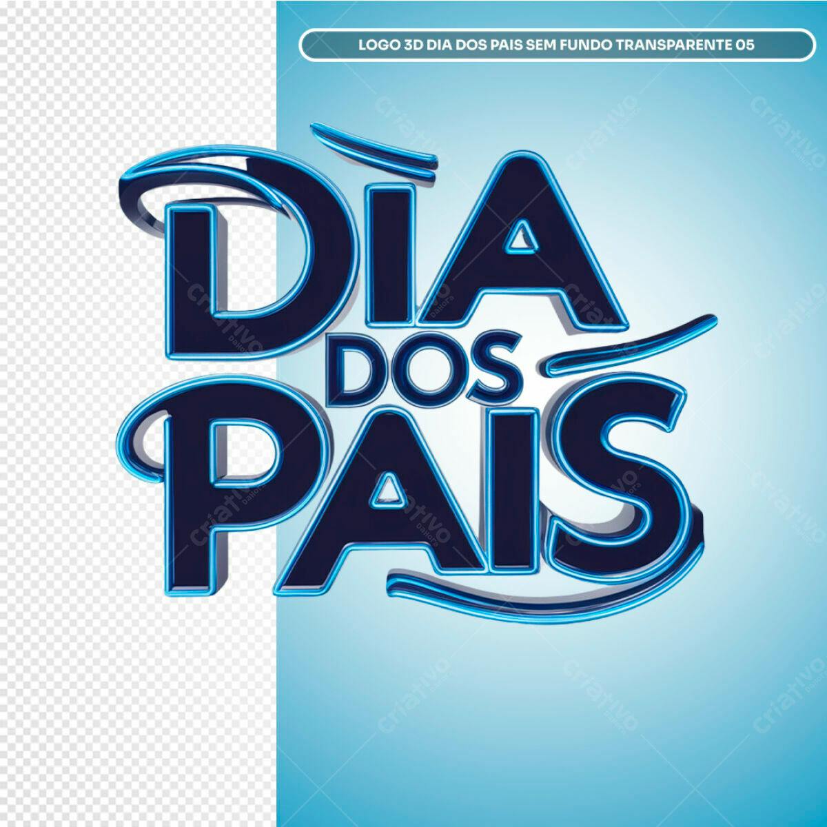 Logo 3D Dia dos Pais PSD Editável