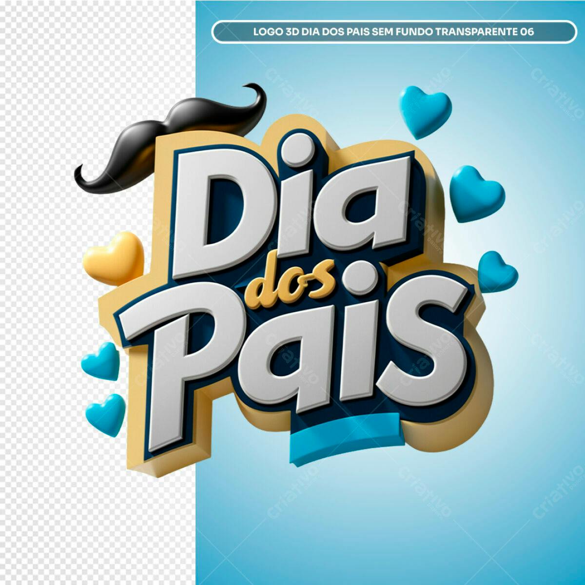 Logo 3D Dia dos Pais PSD Editável