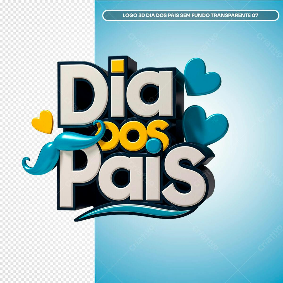 Logo 3D Dia dos Pais PSD Editável