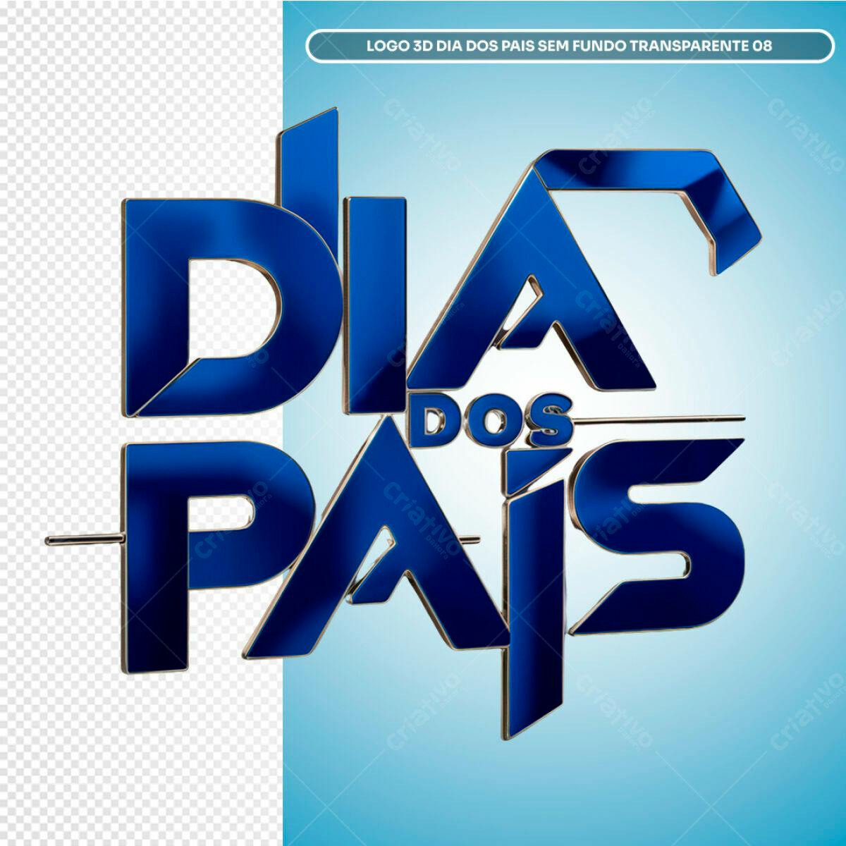Logo 3D Dia dos Pais PSD Editável
