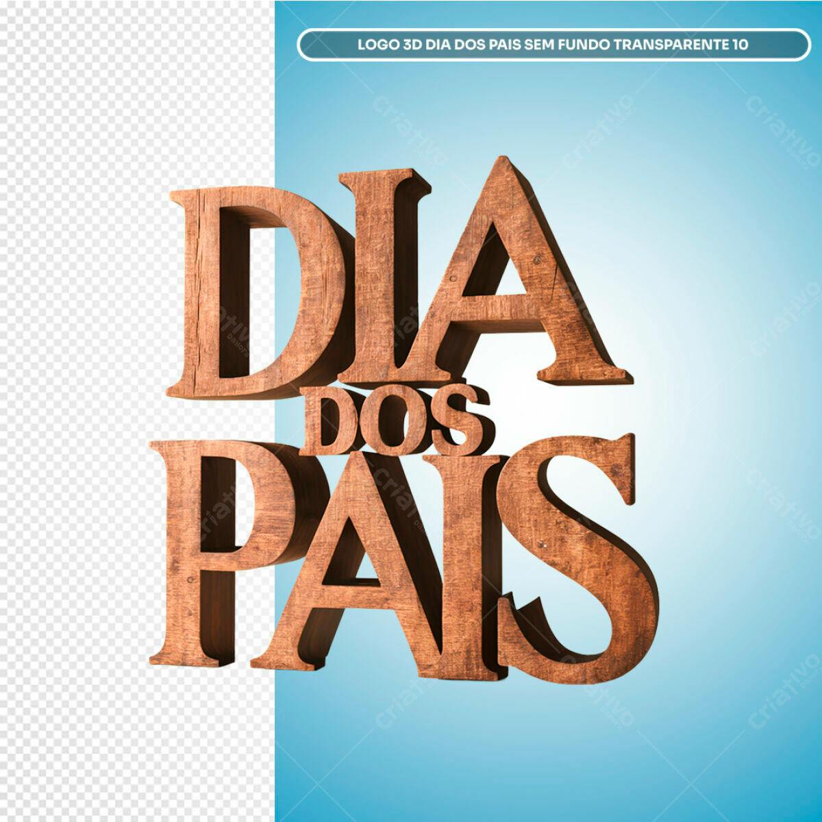 Logo 3D Dia dos Pais PSD Editável