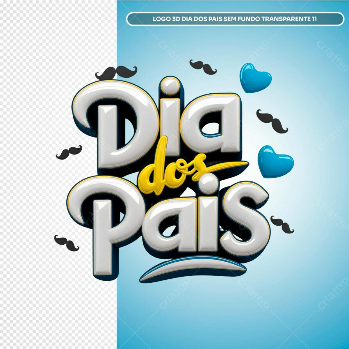 Logo 3D Dia dos Pais PSD Editável