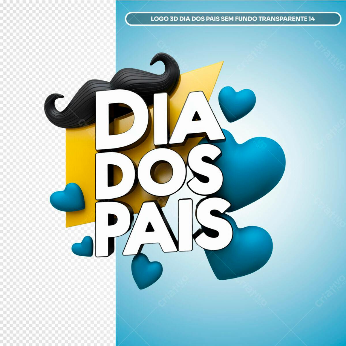 Logo Dia dos Pais 3D PSD Editável