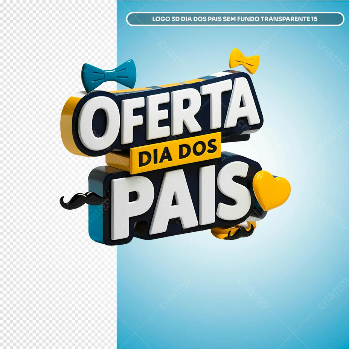 Logo 3D Dia dos Pais PSD Editável