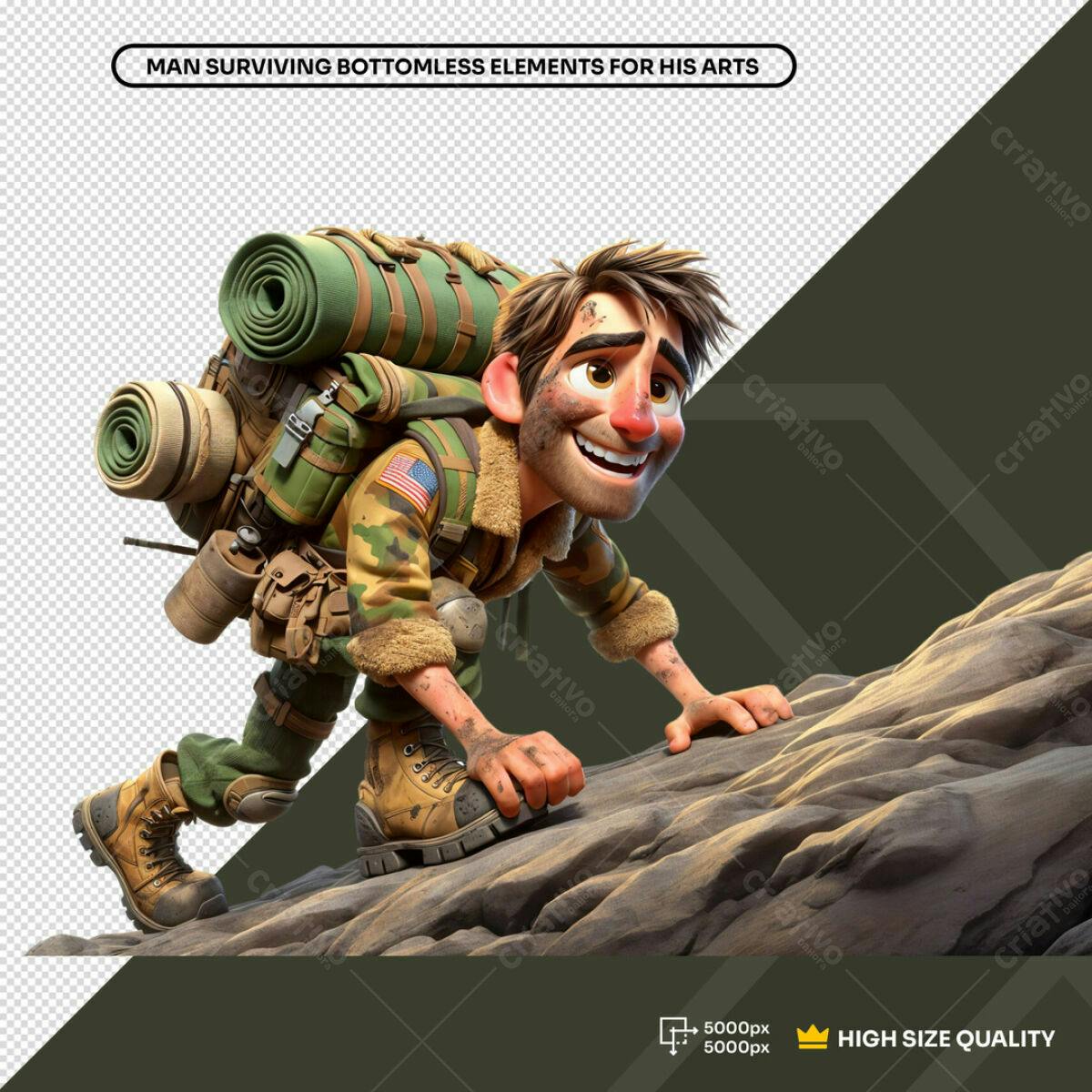 Personagem Cartoon Montanhismo PSD Editável
