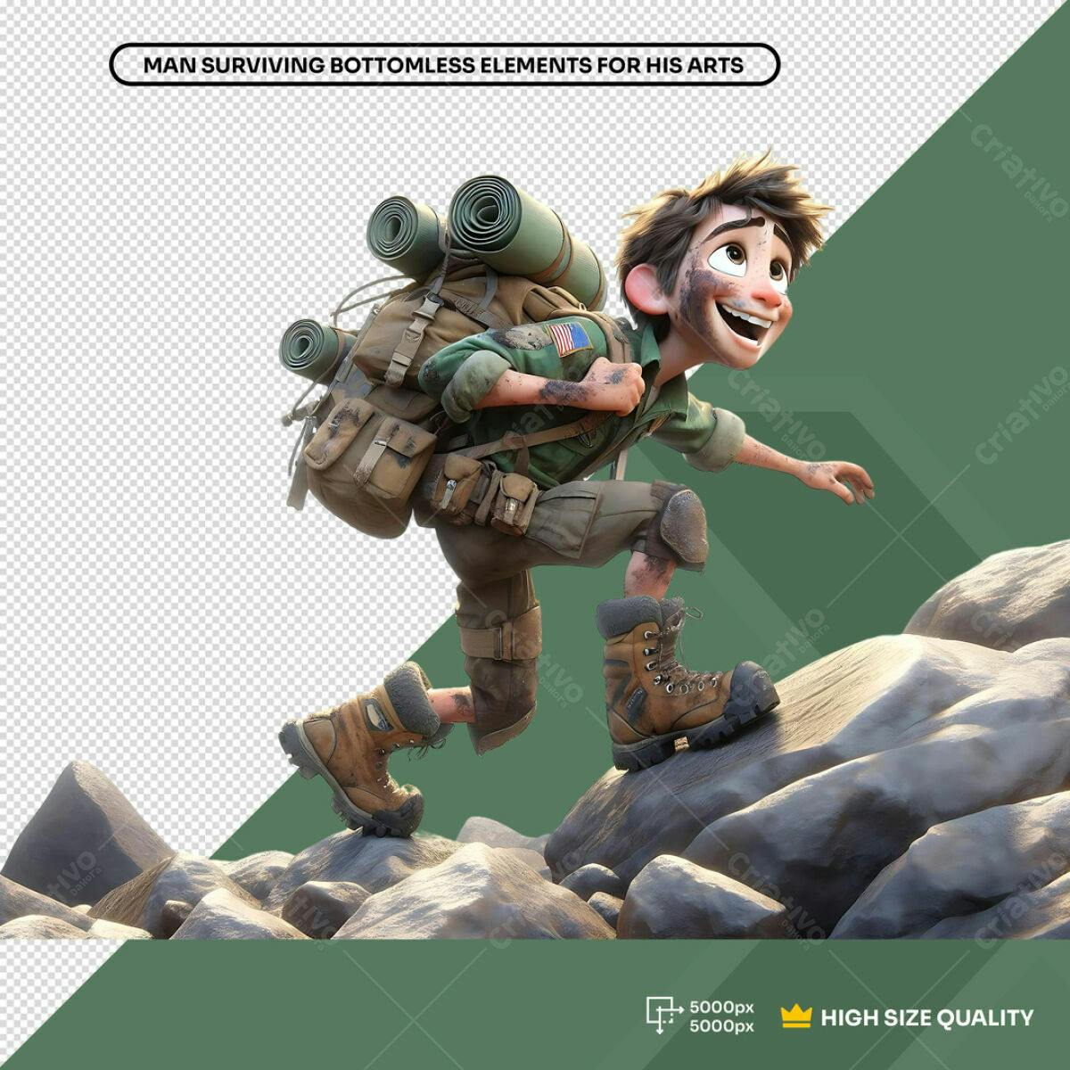 Personagem Cartoon Montanhismo PSD Editável