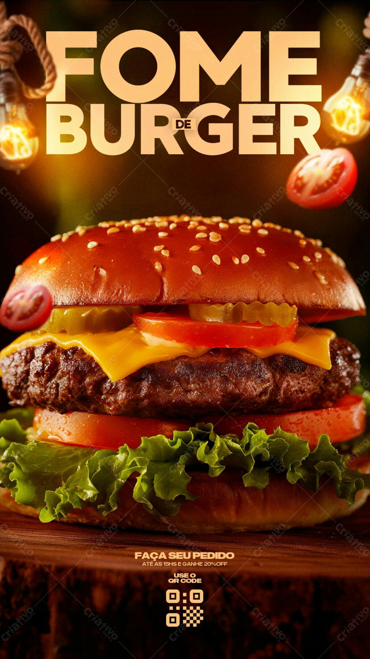 Flyer para Promoção de Hambúrguer PSD Editável