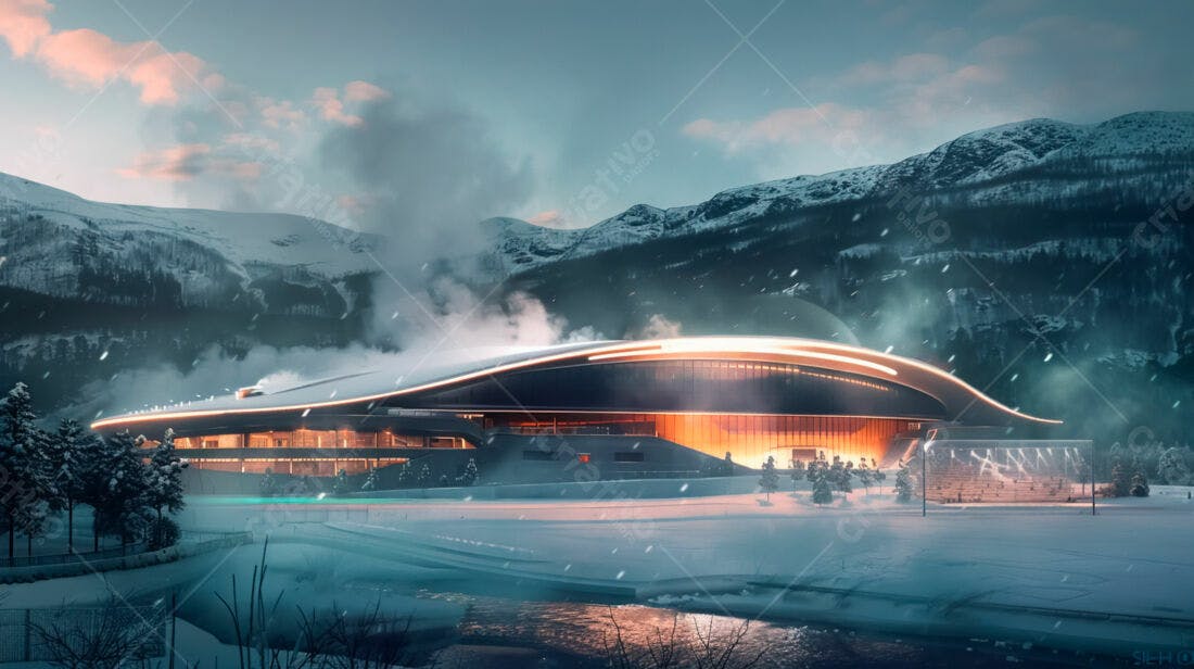 Arena de inverno nas montanhas nevadas