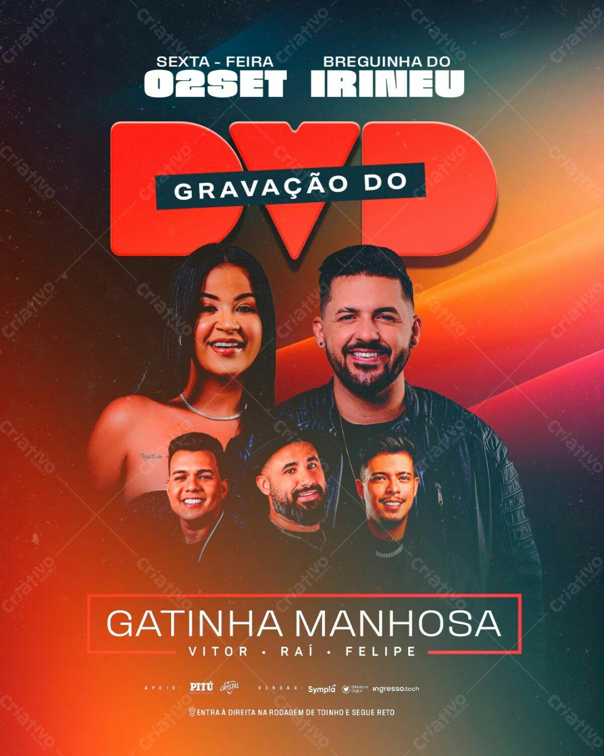 Flyer para Gravação DVD Gatinhas Manhosa PSD Editável