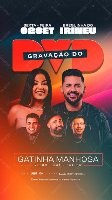 Flyer evento gravação dvd gatinha manhosa stories psd editável