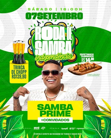 Flyer evento roda de samba independência feed psd editável