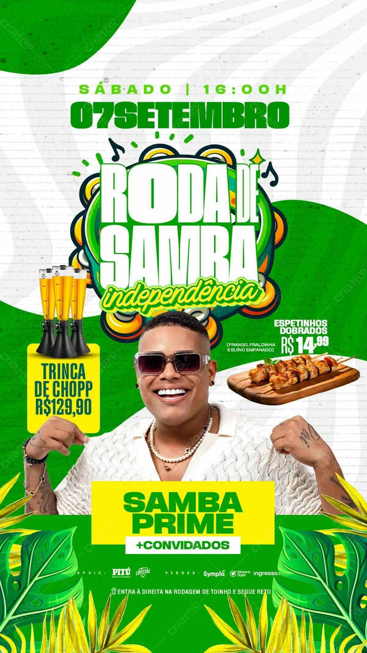 Flyer Roda de Samba Independência PSD Editável