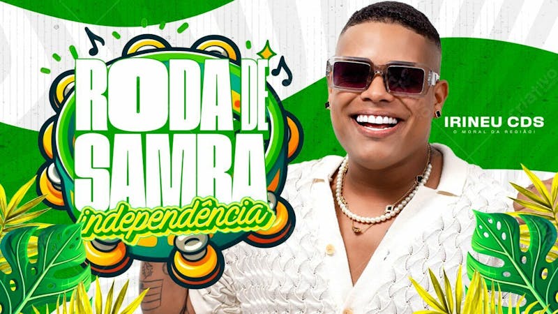 Flyer thumb capa cd banner youtube roda de samba independência psd editável