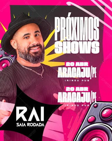 Agenda de shows raí saia rodada feed psd editável