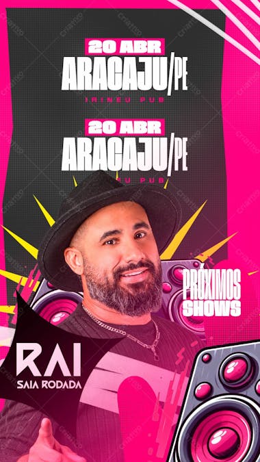 Agenda de shows raí saia rodada stories psd editável