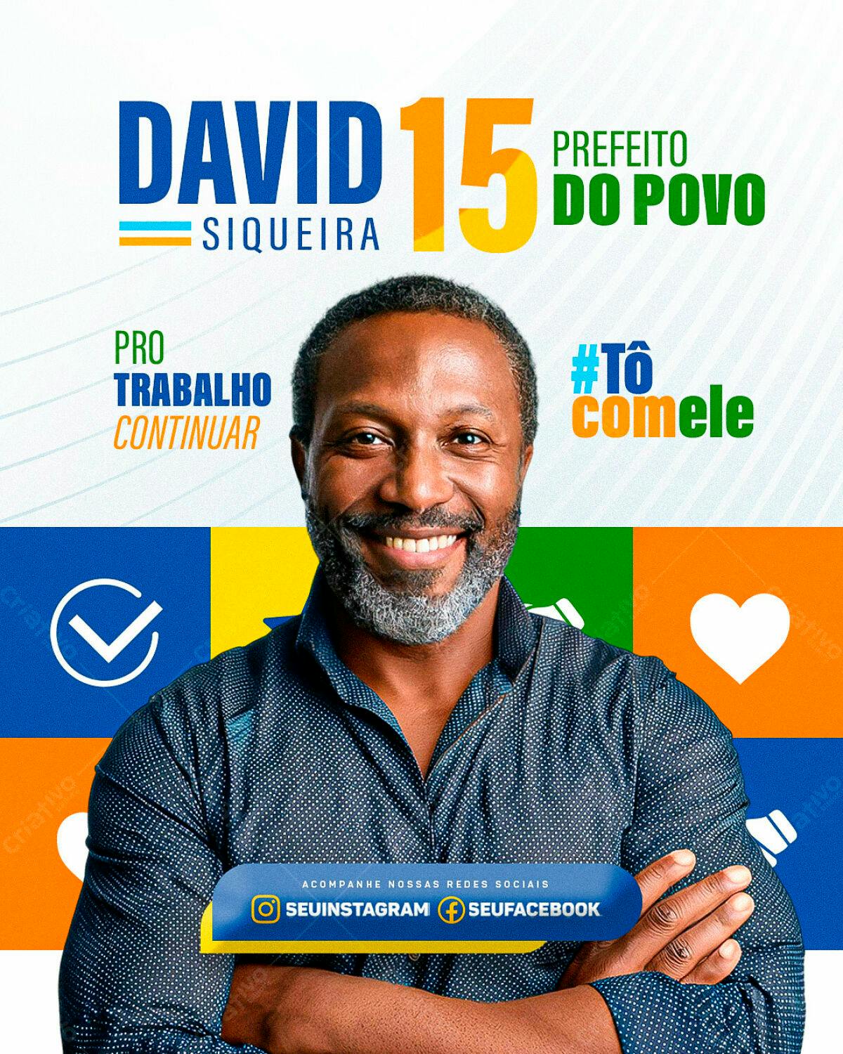 Flyer Eleições David Siqueira 15 PSD Editável
