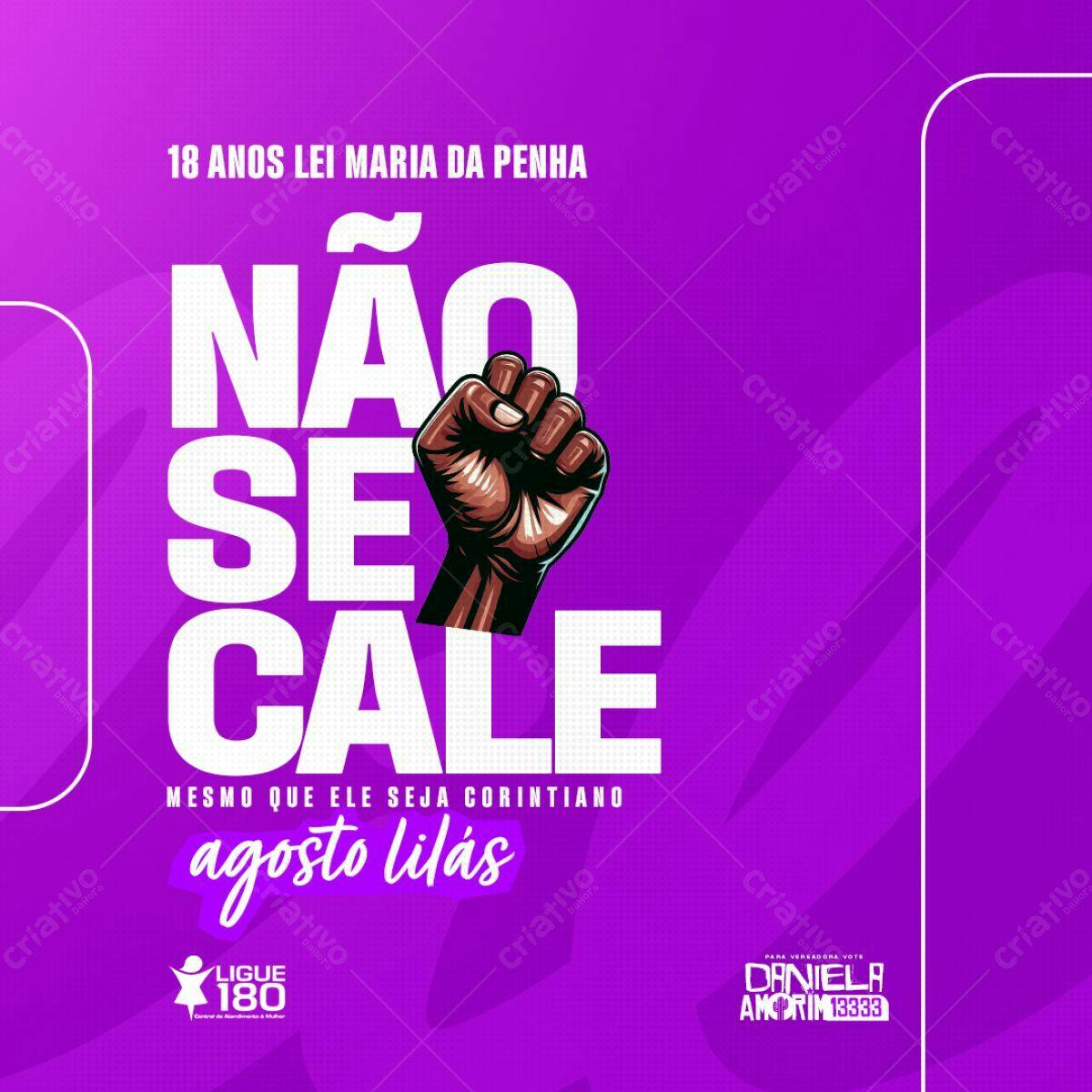 Flyer Agosto Lilás Lei Maria da Penha PSD Editável