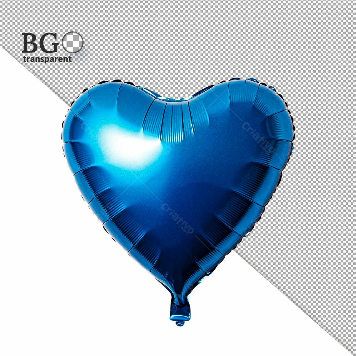 Balão em Formato de Coração Azul PSD Editável