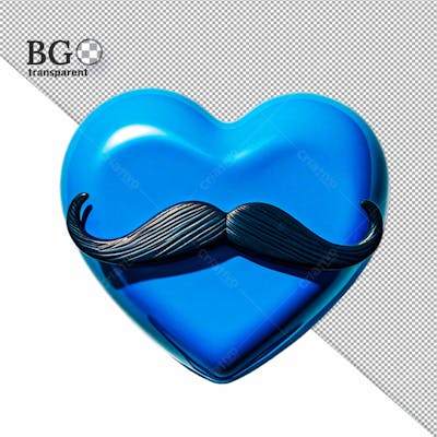 Ícone 3D Azul De Coração Para O Dia Dos Pais