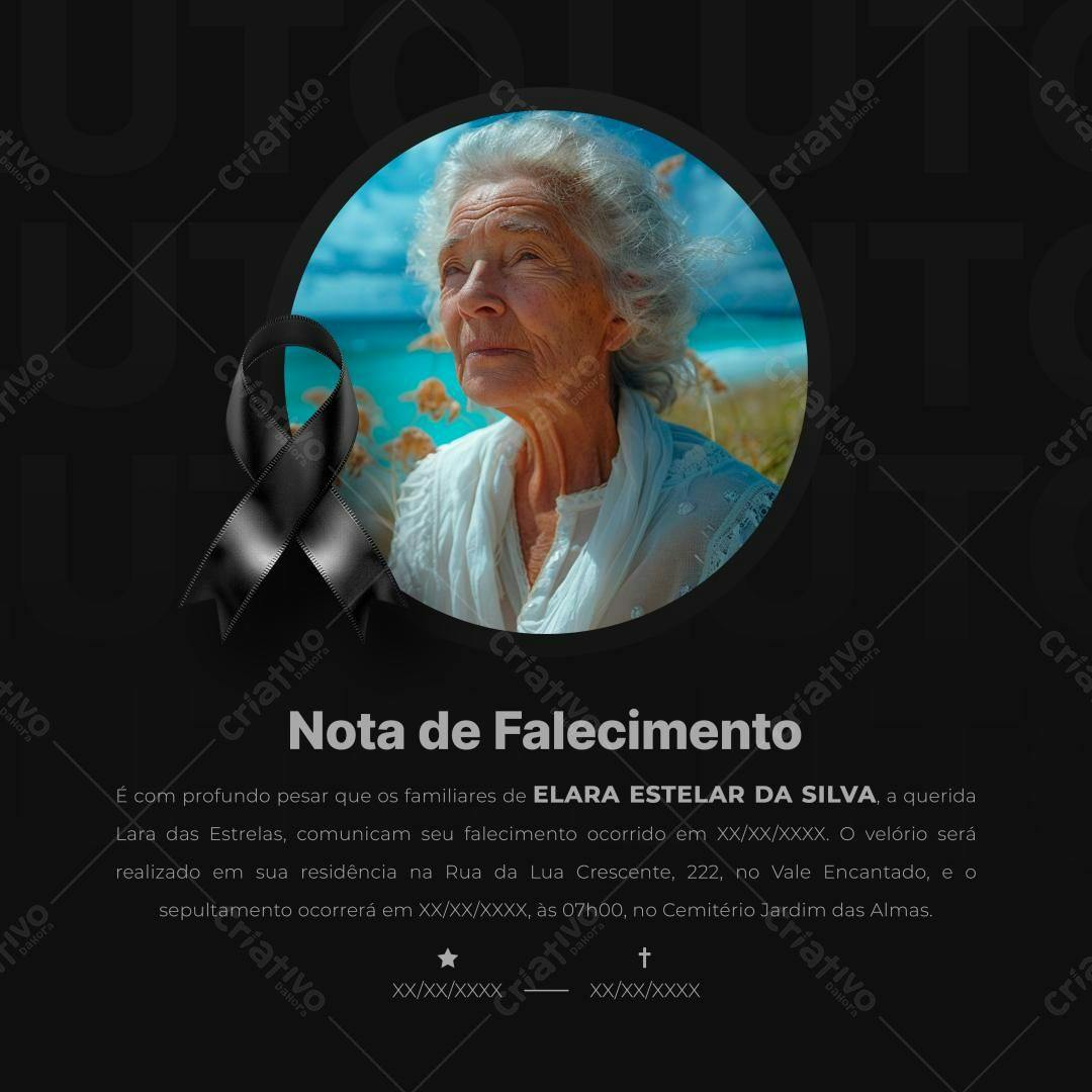 Nota de Falecimento PSD Editável
