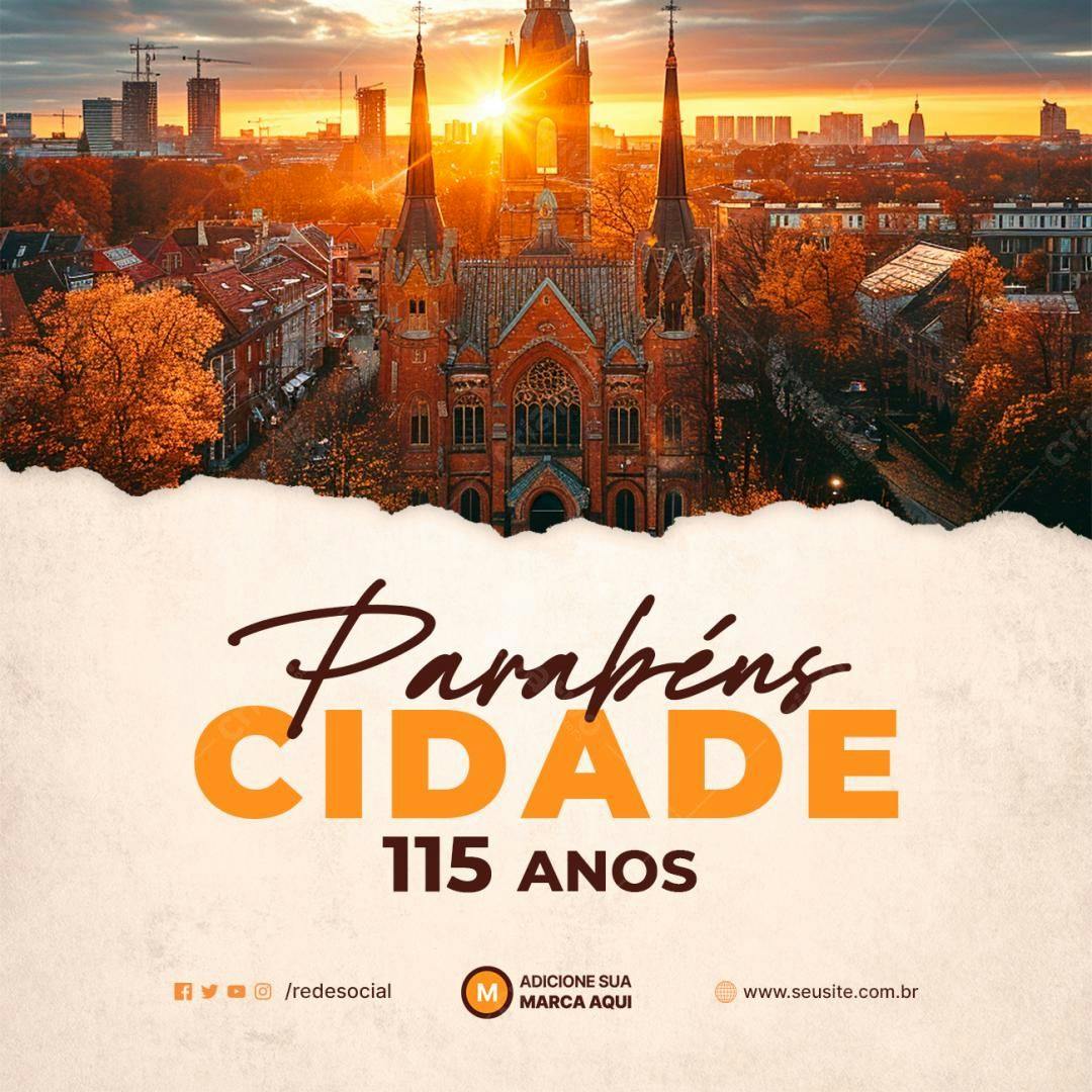 Flyer Aniversário Cidade 115 Anos PSD Editável